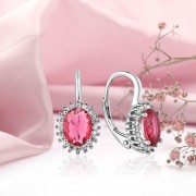 Silberohrringe. Rubellit & Zirkonia
