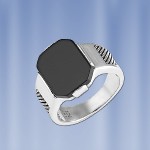  Herrenring russian sterling silver & onyx