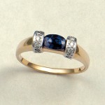 Goldring mit Brillanten, Saphir. Bicolor