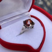 Silberring "Koriza". Granat  & Zirkonia