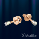 Золотые серьги пуссеты с фианитом