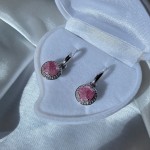 Silberohrhaenger mit Rosaquarz & Zirkonia