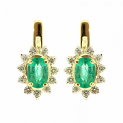 Goldohrringe mit Smaragden und Diamanten