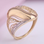 Gelbgold Weißgold Goldring Bicolor Zirkonia