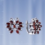 Серьги "Бабочки" Серебро & Гранат