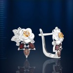 Серьги серебряные. Гранат & цитрин