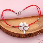 Серебро 925 Браслет на красном шнурке