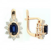 Klassische Goldohrringe mit Saphiren und Diamanten