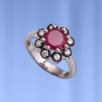  Silberring mit Rubin & Fianiten