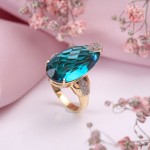 Goldring mit Diamanten und Aquamarin