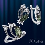 Ring & Ohrringe russisches Silber "Зелень"