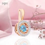 Goldanhänger aus russischem Gold 585 Dancing Topas Zirkonia