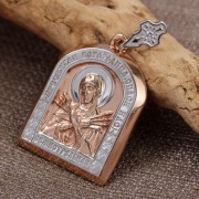 Икона нательная из золочёного серебра Богородица Семистрельная