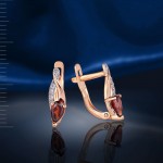 Золотые серьги. Гранат и фианит