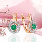 Серьги золото 585 агат бриллианты