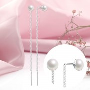 Silberohrringe zum Durchziehen. Perlen