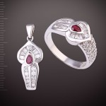 Silberset mit Rubin