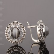 Russisches Silber Ohrringe mit Uleksyt 
