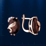 Серьги с раухтопазом. Русское золото
