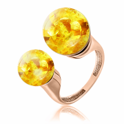 Vergoldeter Silberring "Bersteinkugeln"