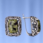 Russisches Silber Ohrringer mit Serpentin