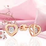 Серьги из красного золота Танцующий бриллиант