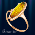 Кольцо из золота 585 с янтарем Лодочка