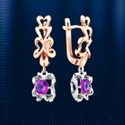 Goldohrringe mit Brillanten & Korund Alexandrit