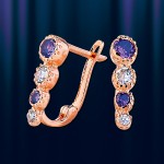 Серьги детские с аметистом, цирконом. Русское золото