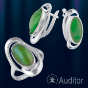 Ring & Ohrring russisches Silber Jade