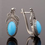 Russisches Silber Ohrringe mit Tuerkis