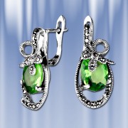 Ohrringe mit  Zirkonia & Markisit,  Silber 