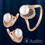 Rotgoldset mit Perlen