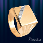 Золотой перстень с фианитами "Квадрат"