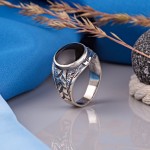 Серебряное кольцо-печатка "Глубина". Оникс