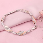 Браслет из серебра 925 пробы с золотом Фианиты