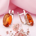 Серьги из серебра 925 пробы с золотом Фианиты