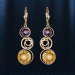 Ohrringe mit Citrin & Amethyst, Gelbgold