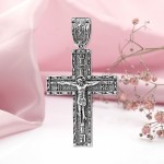 Серебряный нательный крест с распятием