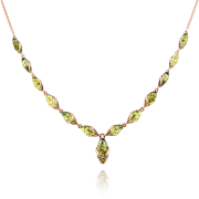 Vergoldetes Silbercollier mit grünem Bernstein "Grazie"