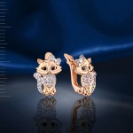 Золотые детские серьги "Мотильда". Фианит