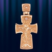 Крест тельник золотой "Двойной"