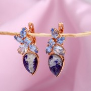 Ohrringe mit Azurstein & Spinell. Rotgold