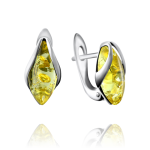 Серебряные серьги. Медовый янтарь