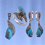 Silberset. Tuerkis &  Marcasit 