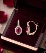 Серьги золотые 585 Корунд рубин
