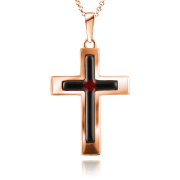 Vergoldeter Silberkreuzanhänger mit Bernstein