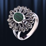 Russian silver ring malachit