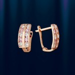 Ohrringe mit Zirkon. Rotgold 585