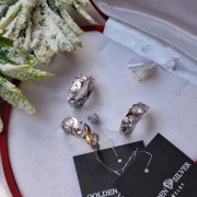 Silberset mit Gold Zirkonia